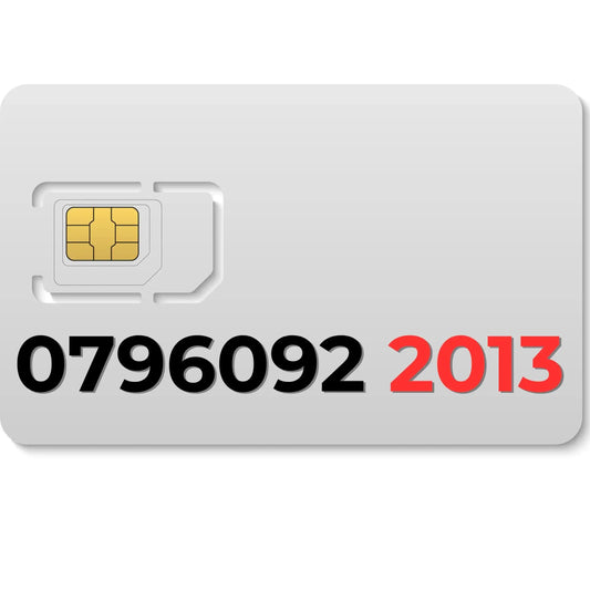 SIM card with number 0796092 and year 2013 displayed on it.